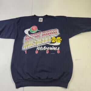 Vintage Michigan Wolverines Sweatshirt Mens XL Blue NCAA Football Rose Bowl 1998